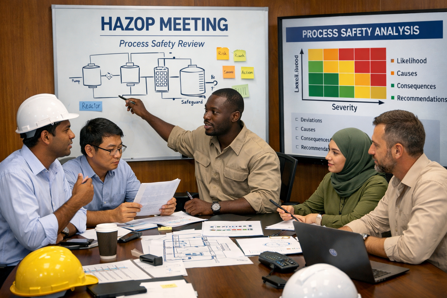 Cyanide Technology Consulting GmbH - production, engineering, and operation of cyanide plants (NaCN & HCN) - This image illustrates the concept of "Process Safety," emphasizing how operational procedures must work together harmoniously to maintain a secure industrial environment. 